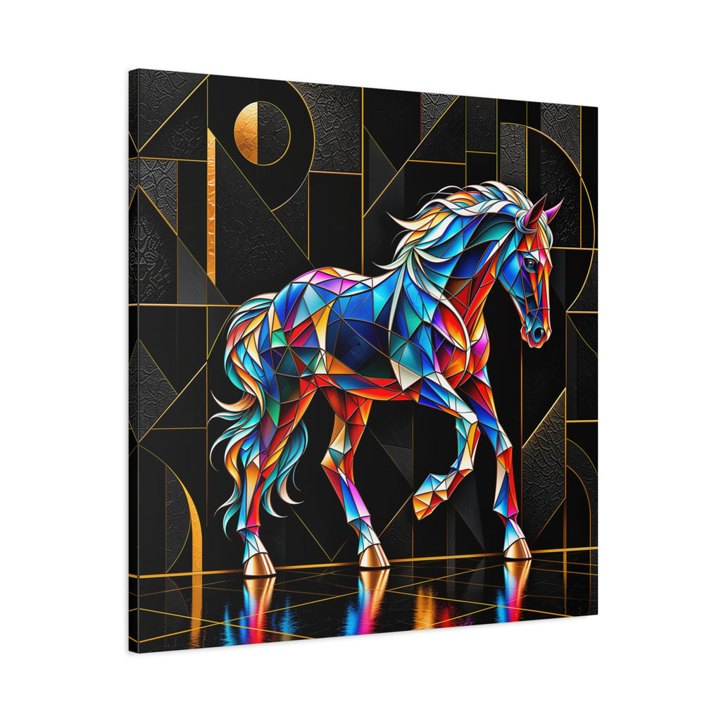 Prismatic Stallion — Stained Glass Geometric Horse Wall Art