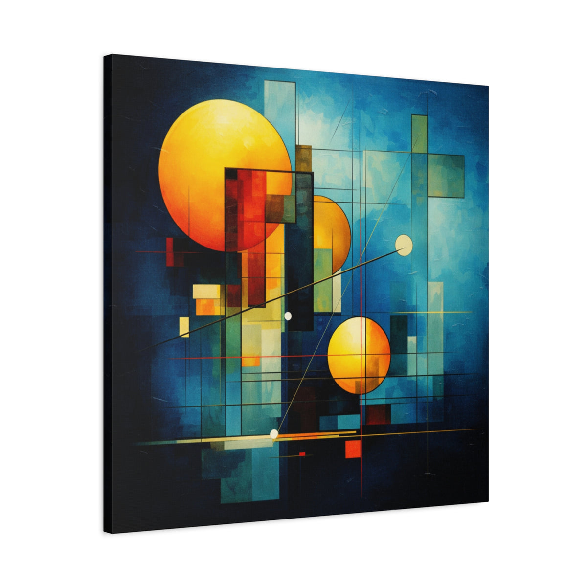 Solar Blueprint – Geometric Abstract Sun Canvas Print