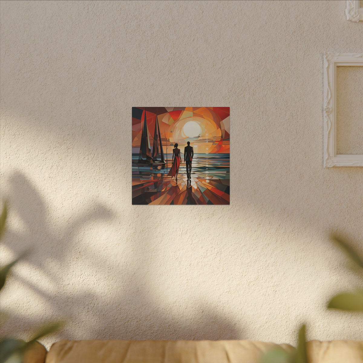 Toward the Last Light – Geometric Couple Sunset Canvas Print