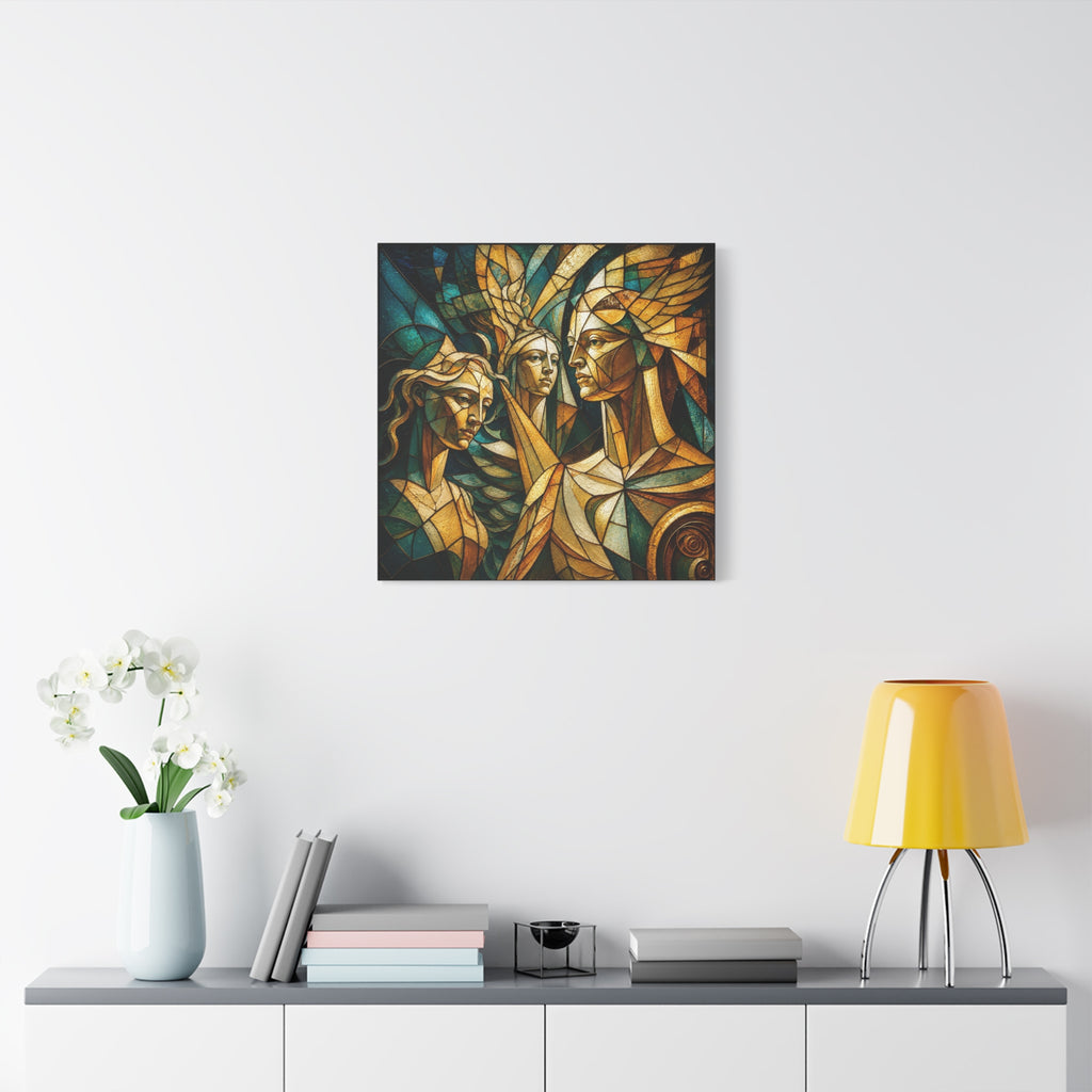 The Golden Council — Modern Stained Glass Figurative Wall Art