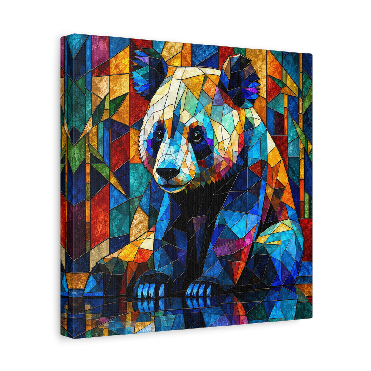 Prismatic Panda — Stained Glass Geometric Animal Wall Art