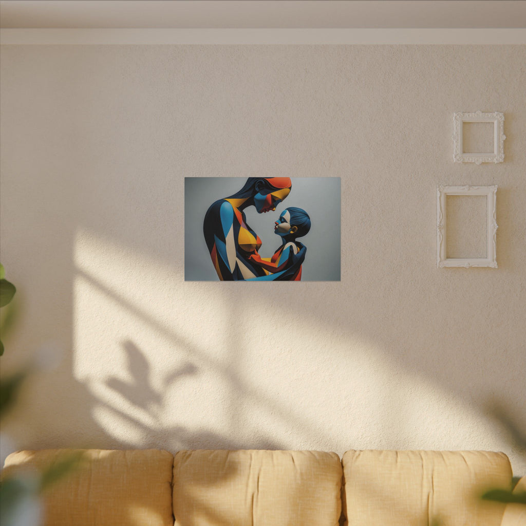 Held in Color – Geometric Mother and Child Canvas Print