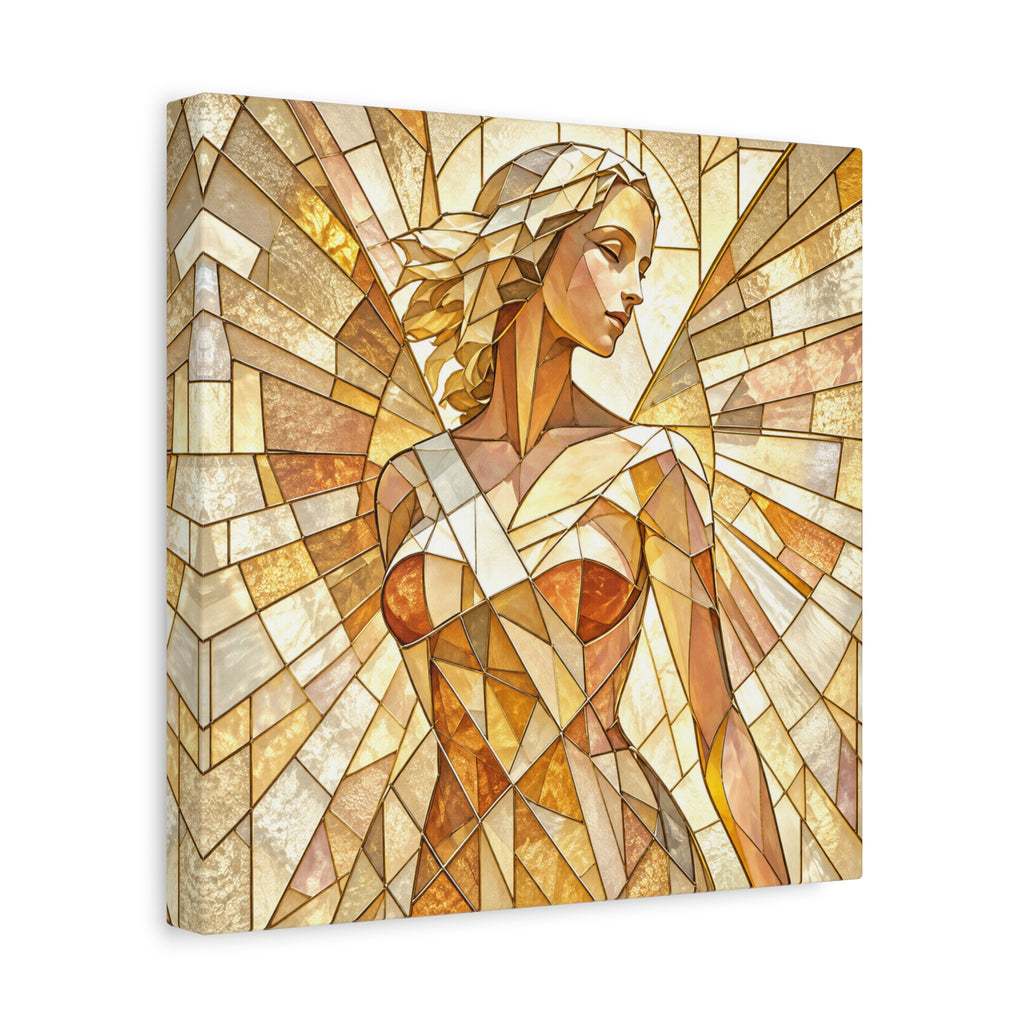 The Light She Carries | Golden Stained Glass Angel Art