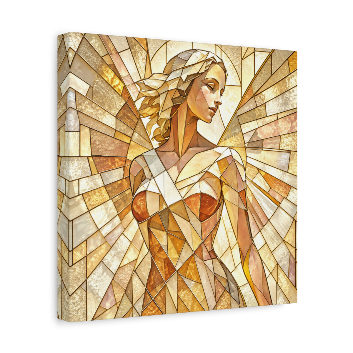 The Light She Carries | Golden Stained Glass Angel Art