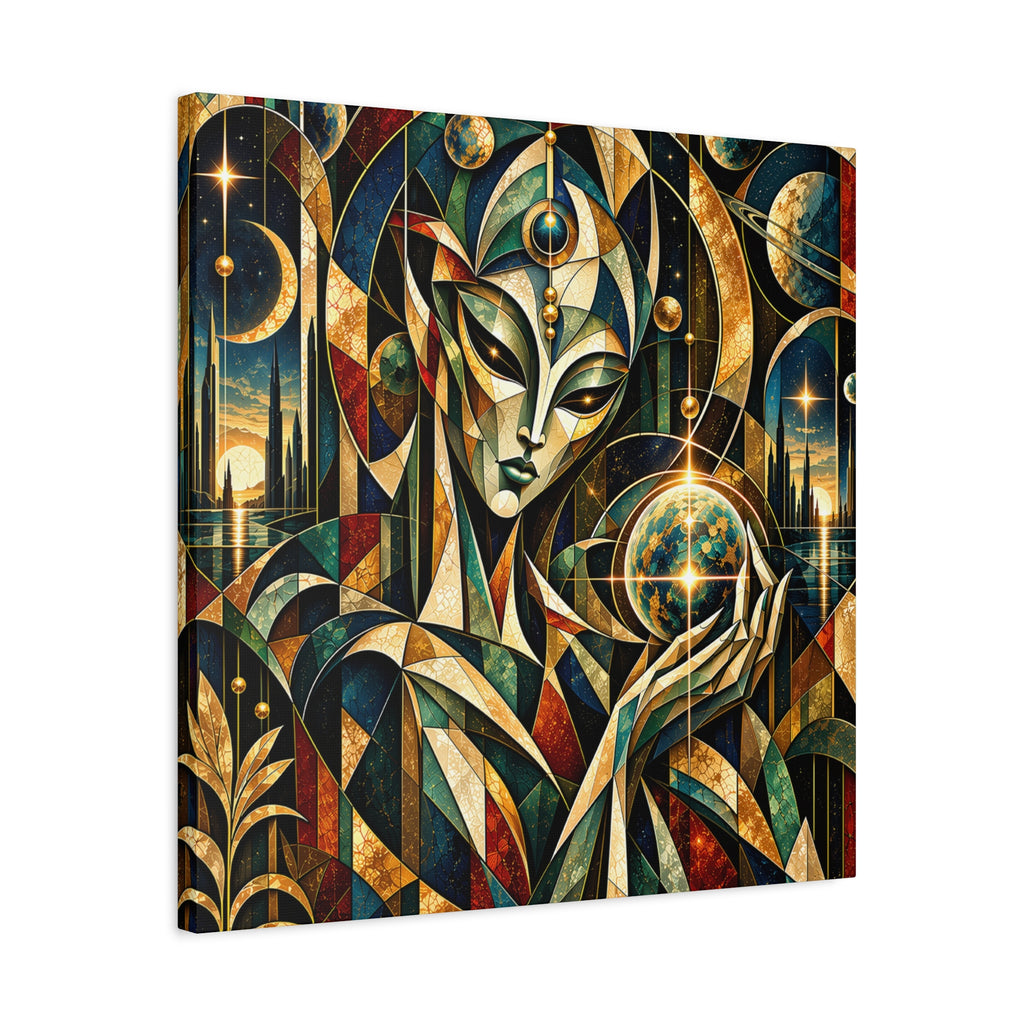 Keeper of Worlds — Futuristic Celestial Portrait Wall Art