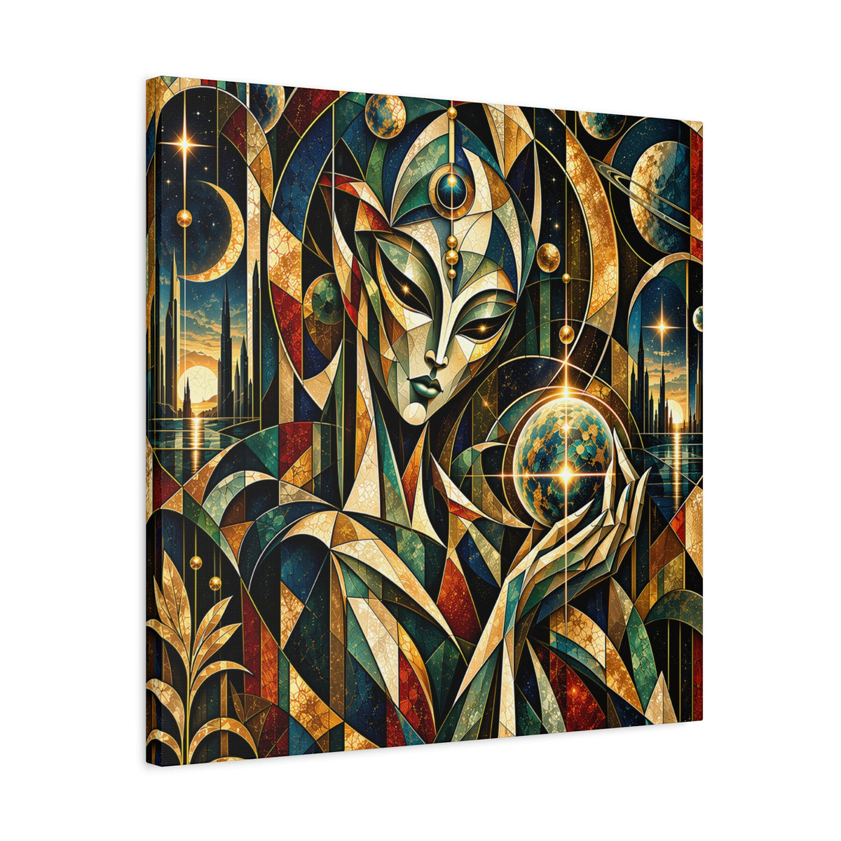 Keeper of Worlds — Futuristic Celestial Portrait Wall Art