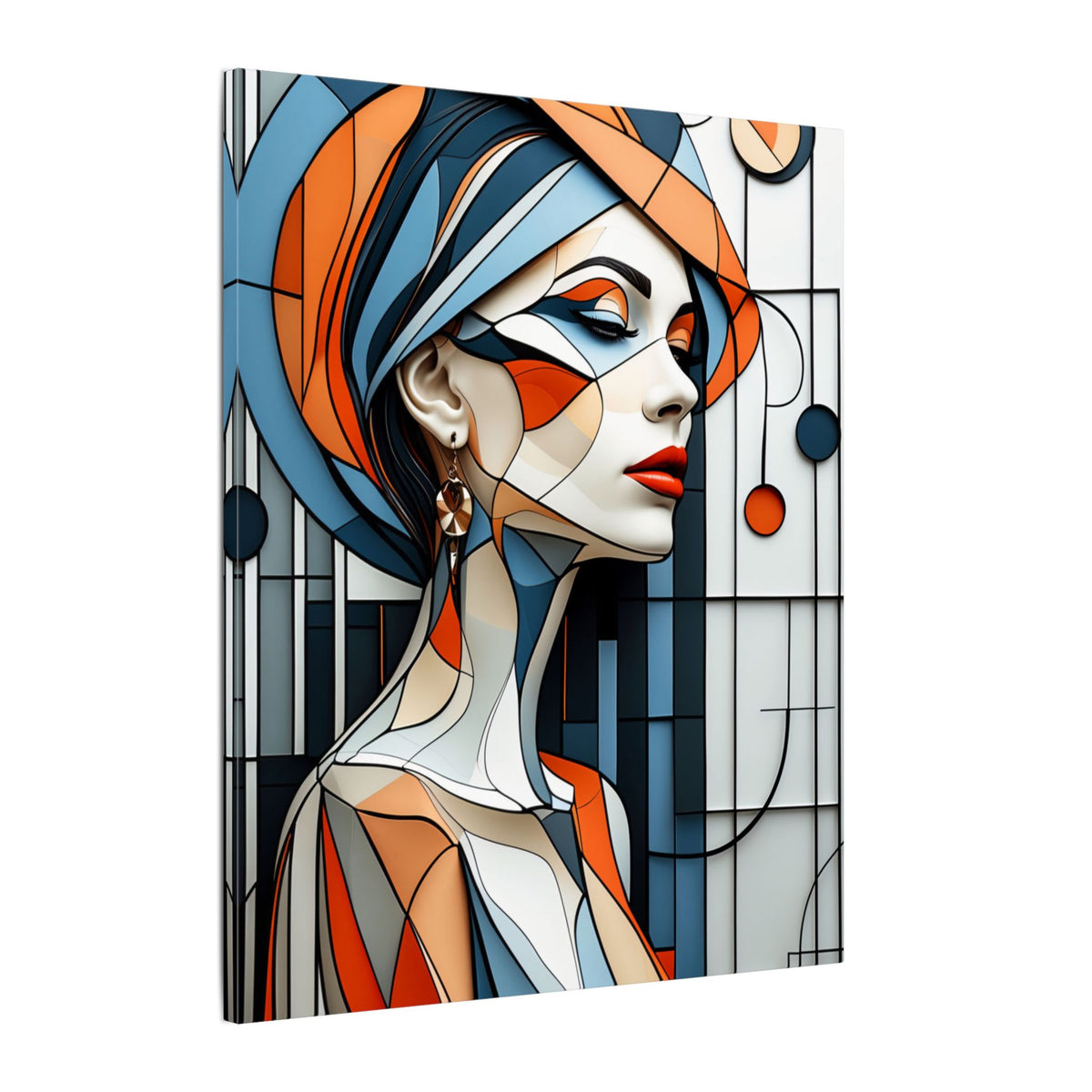 Poise in Orbit – Geometric Female Portrait Canvas Print