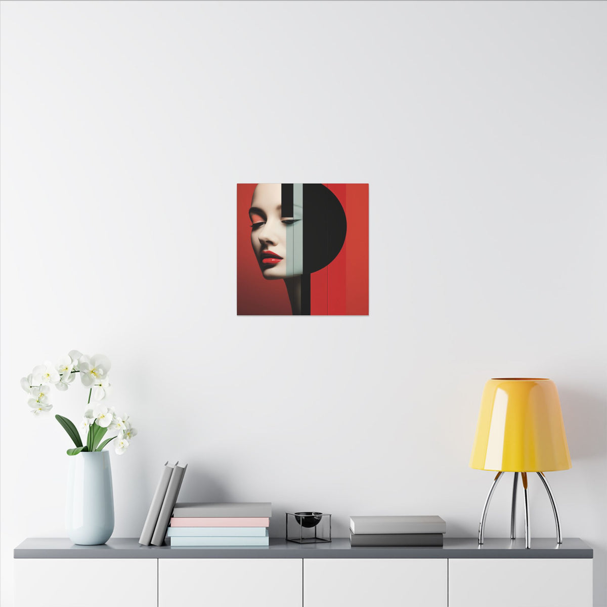 Red Eclipse – Modern Geometric Fashion Portrait Canvas Print