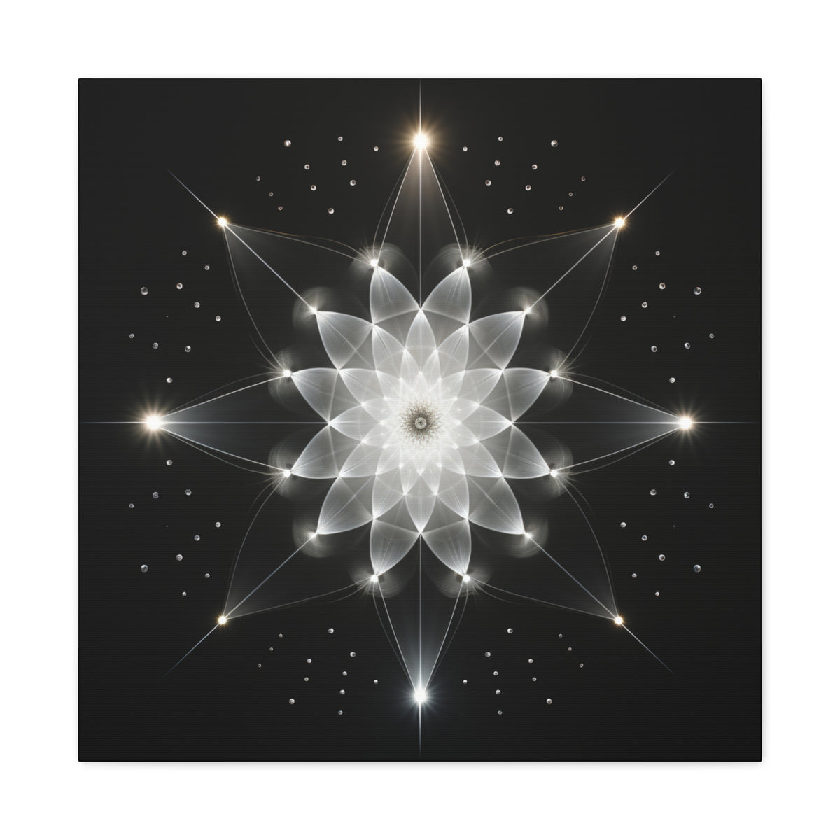 Constellation in Bloom — Monochrome Sacred Geometry Wall Art
