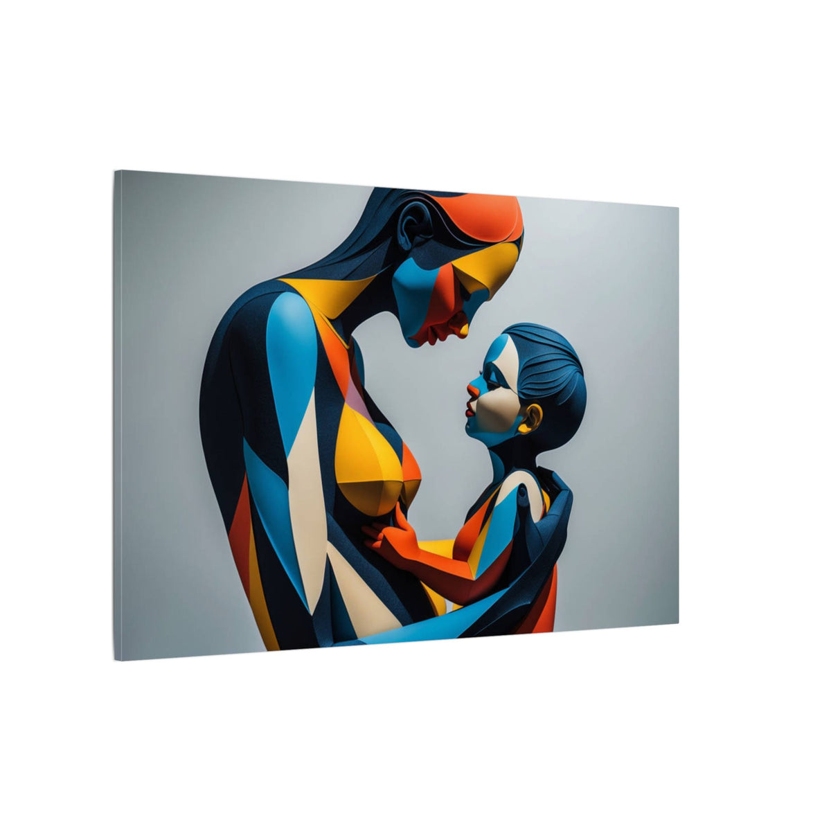 Held in Color – Geometric Mother and Child Canvas Print