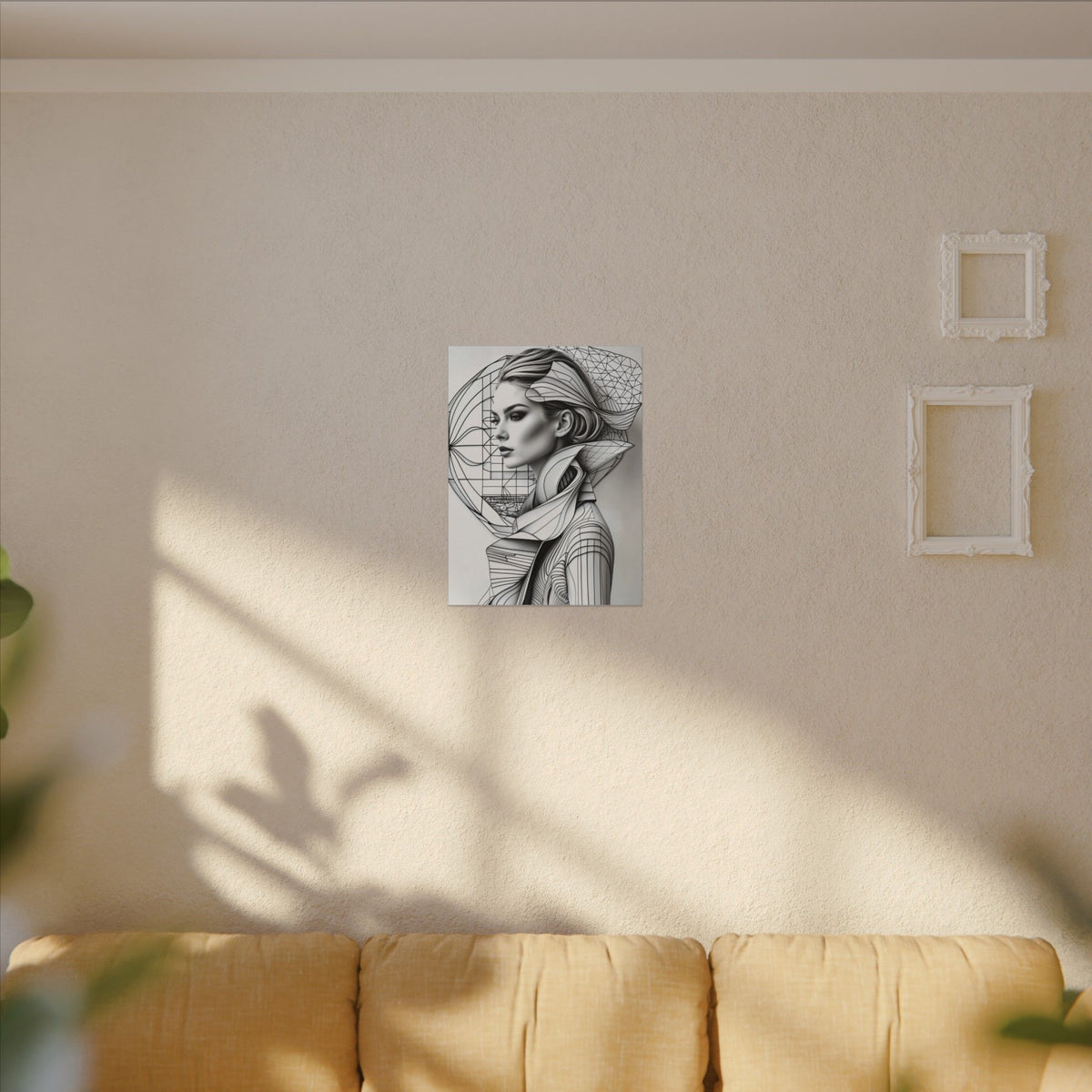 Form of Becoming – Monochrome Futurist Female Portrait Canvas Print