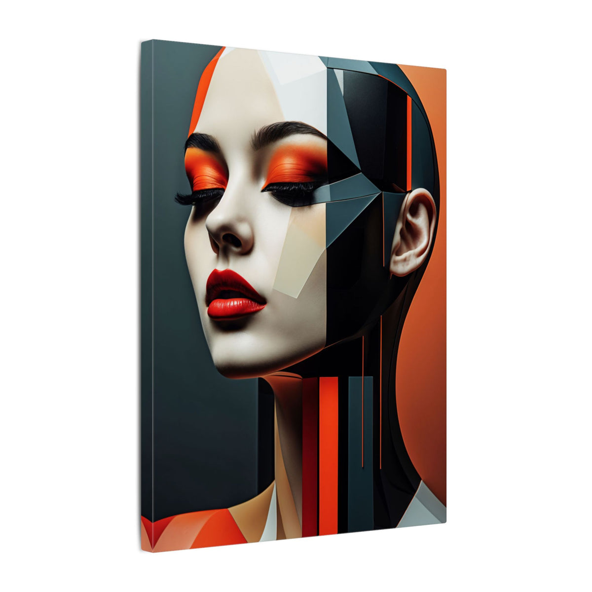 Quiet Voltage – Futurist Geometric Female Portrait Canvas Print