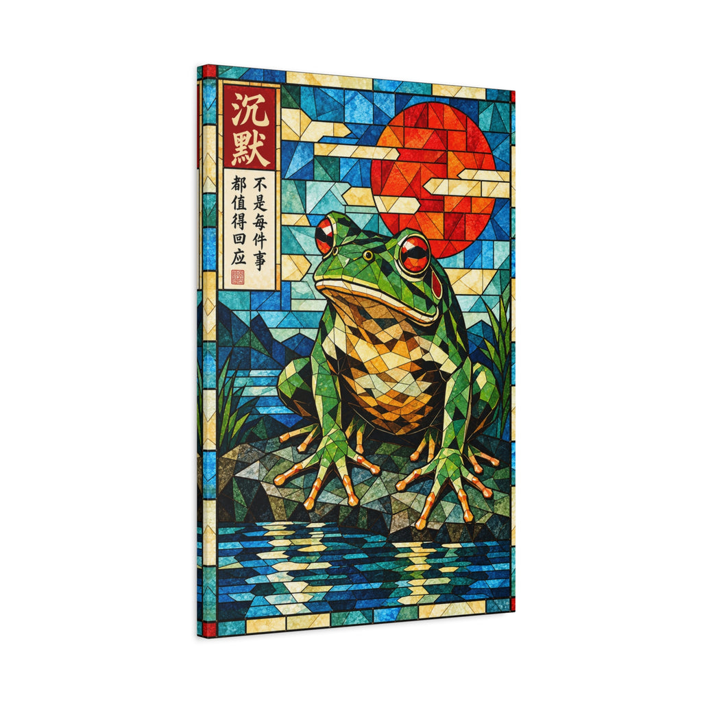Silence Is a Response | Cubist Stained Glass Frog Art