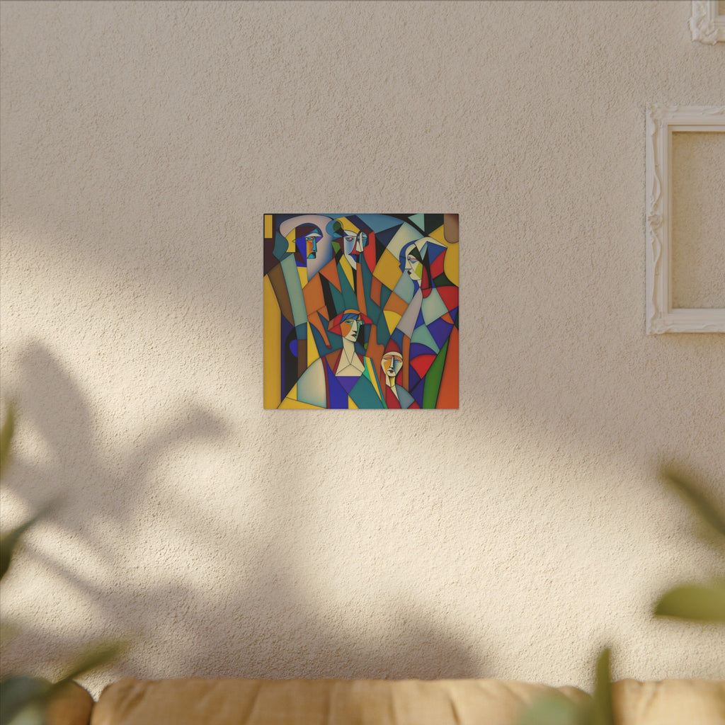 The Gathering of Selves – Colorful Geometric Figurative Canvas Print
