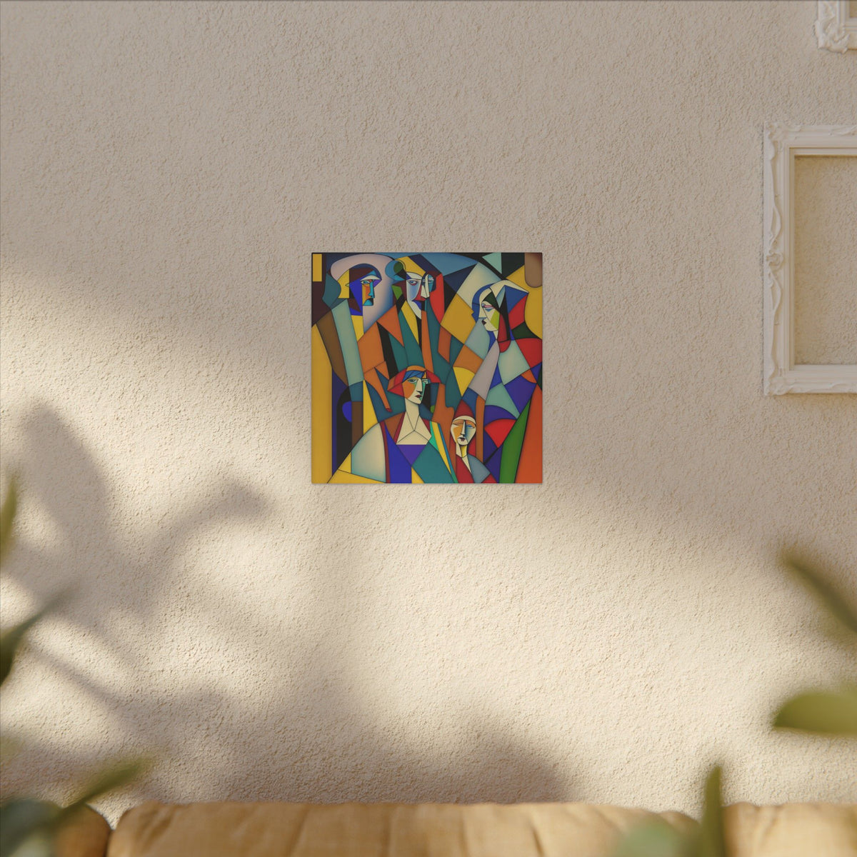 The Gathering of Selves – Colorful Geometric Figurative Canvas Print