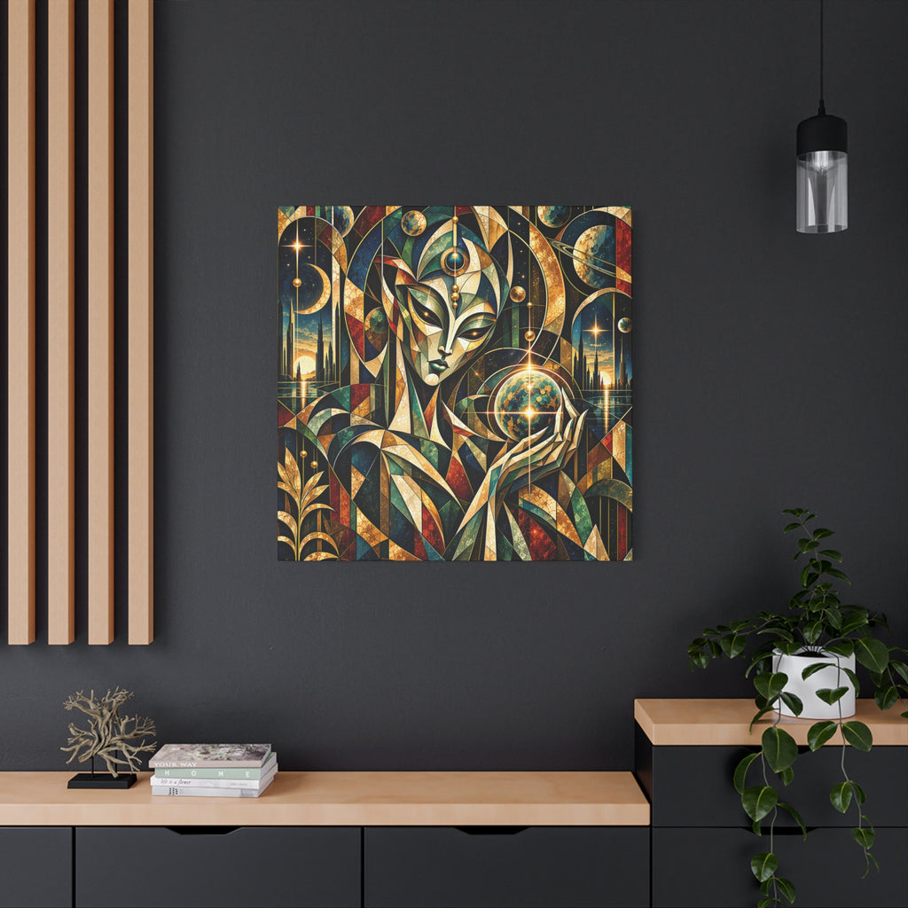 Keeper of Worlds — Futuristic Celestial Portrait Wall Art