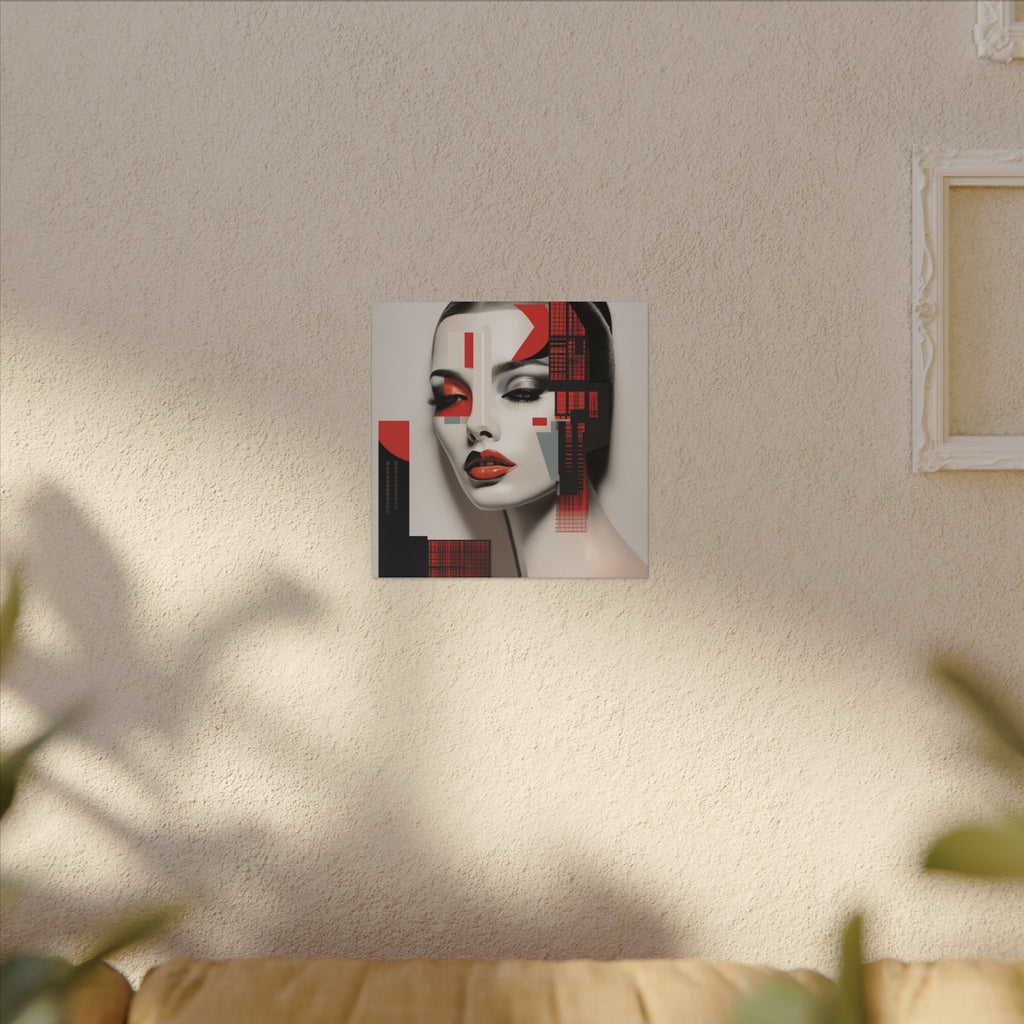 Red Syntax – Geometric Fashion Portrait Canvas Print