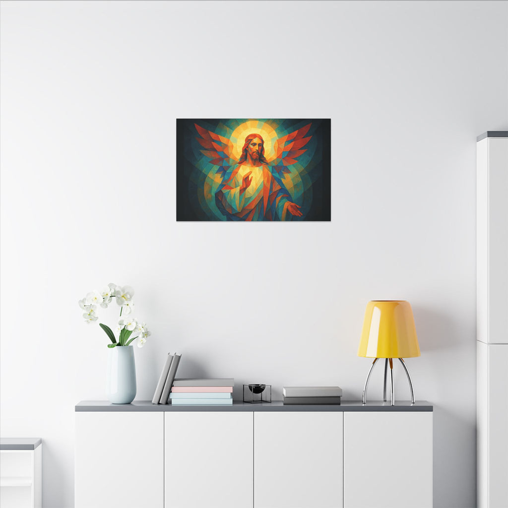 Radiant Mercy – Geometric Jesus Portrait Canvas Print