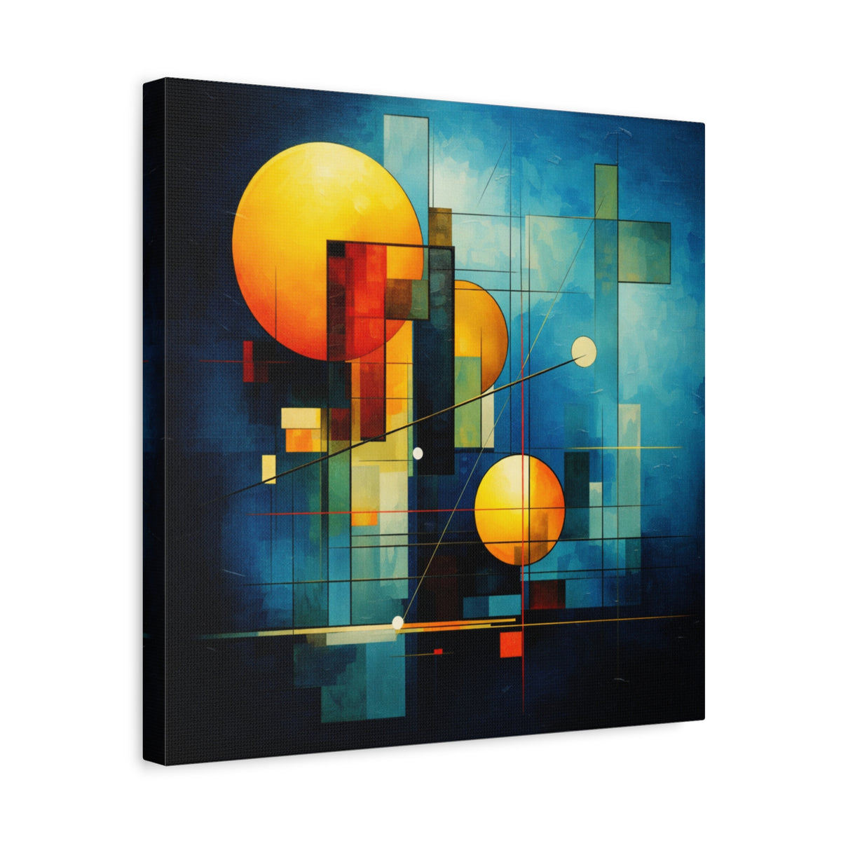 Solar Blueprint – Geometric Abstract Sun Canvas Print