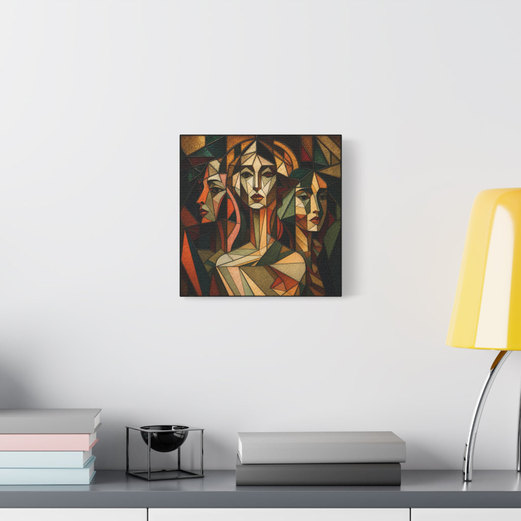 Three Ways of Seeing — Cubist Stained Glass Women Wall Art