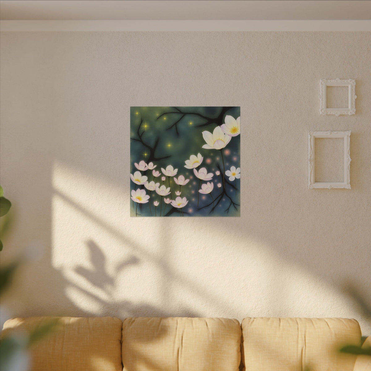 Where the Light Blooms – Dreamlike Floral Night Canvas Print