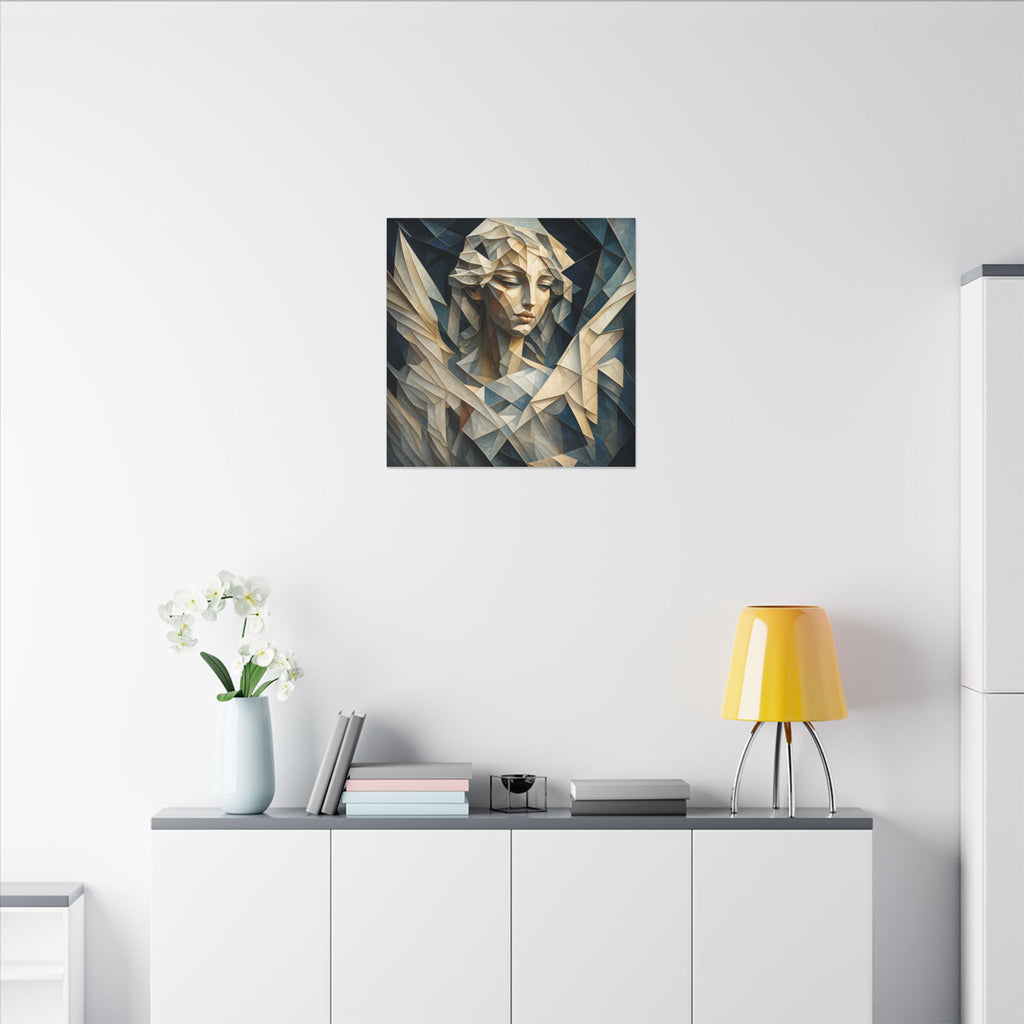 Quiet Messenger – Faceted Cubist Angel Canvas Print