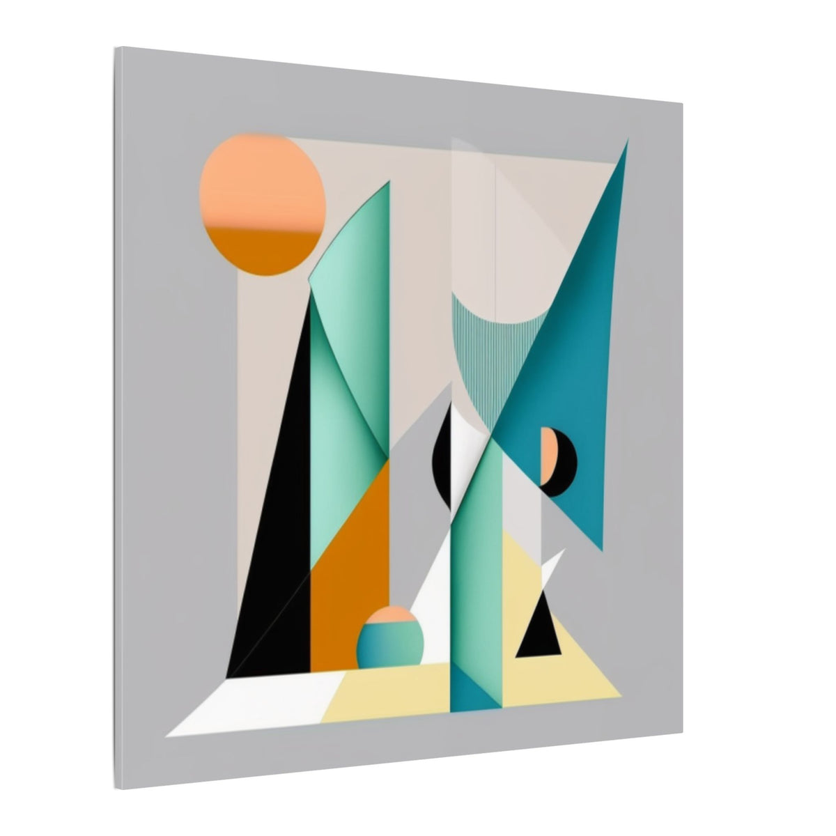 Geometry at Dusk – Teal Orange Geometric Abstract Canvas Print