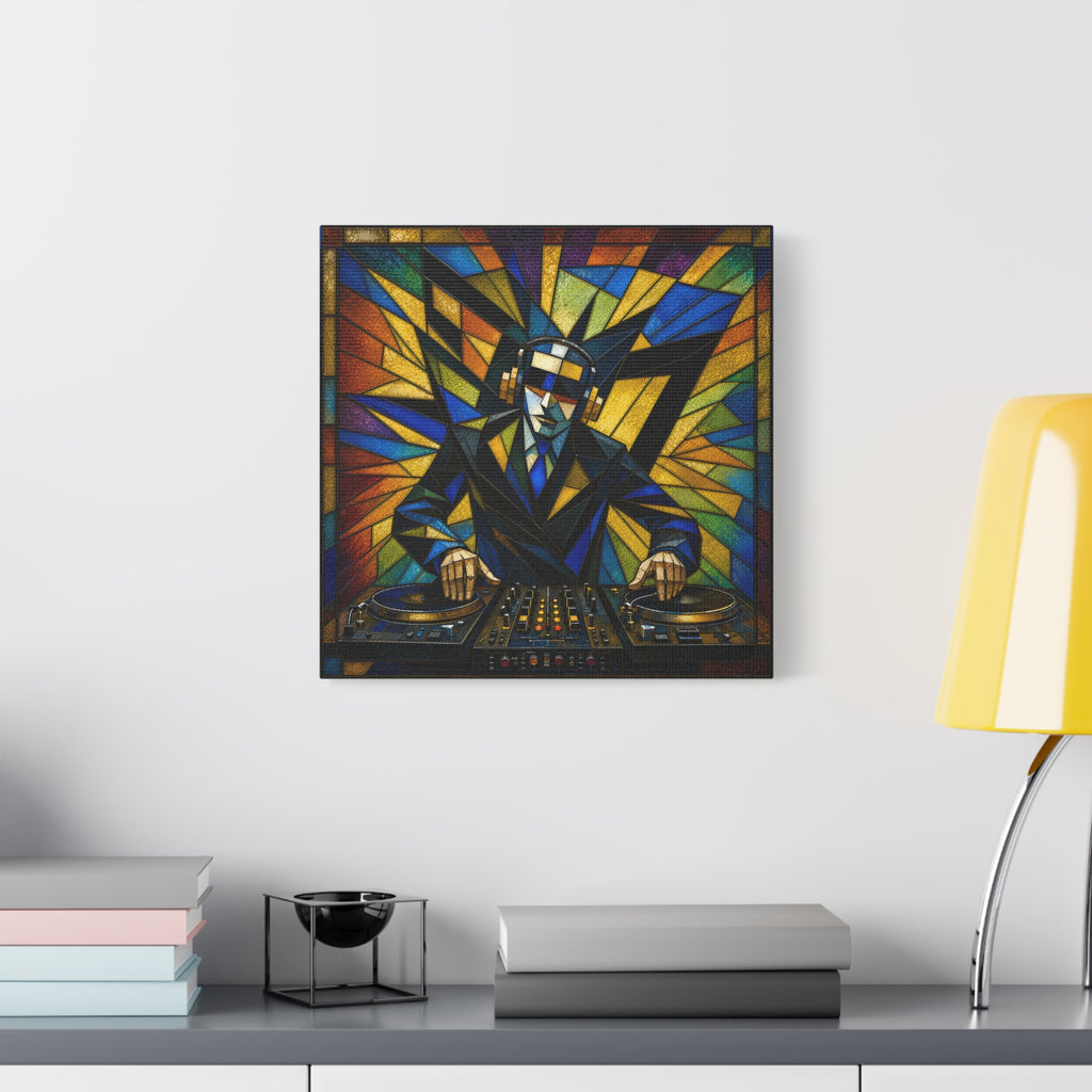 Frequency State – Abstract Stained Glass DJ Pop Art Canvas Print
