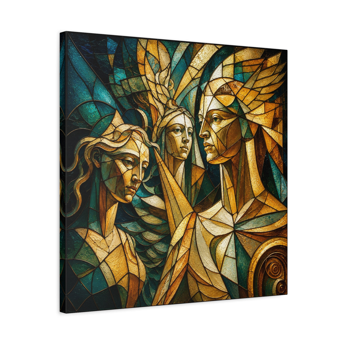 The Golden Council — Modern Stained Glass Figurative Wall Art