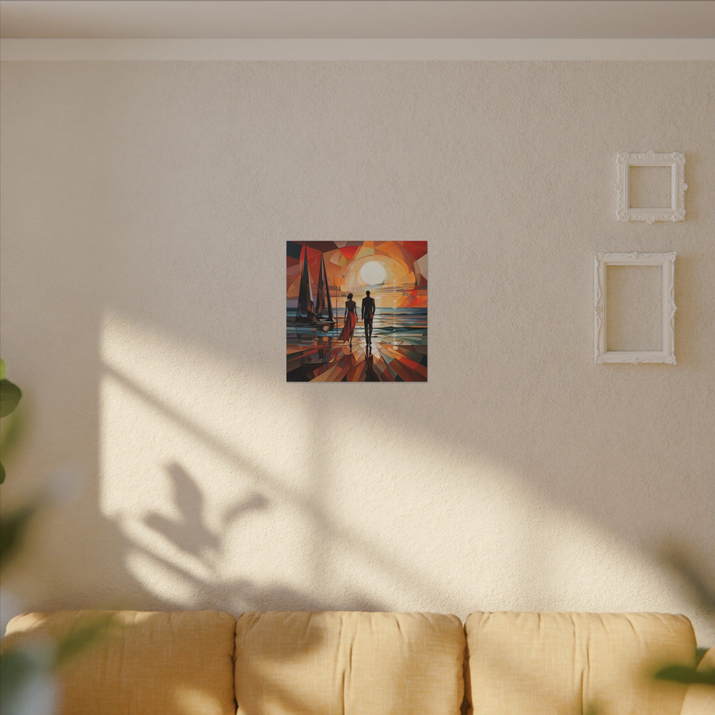 Toward the Last Light – Geometric Couple Sunset Canvas Print