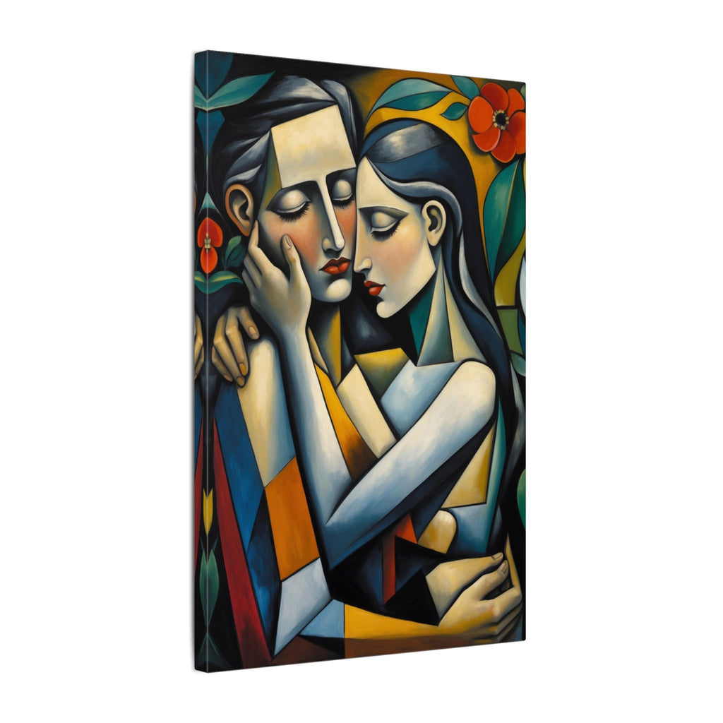 Close Enough to Hear – Modern Geometric Couple Portrait Canvas Print
