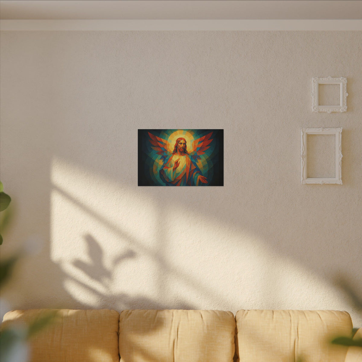 Radiant Mercy – Geometric Jesus Portrait Canvas Print