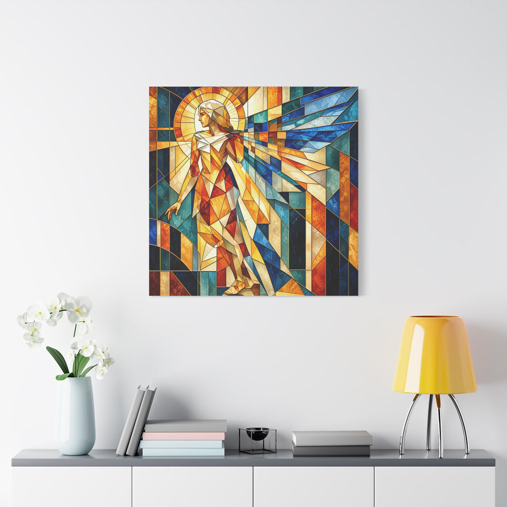 Messenger of Light — Geometric Stained Glass Angel Fine Art Print