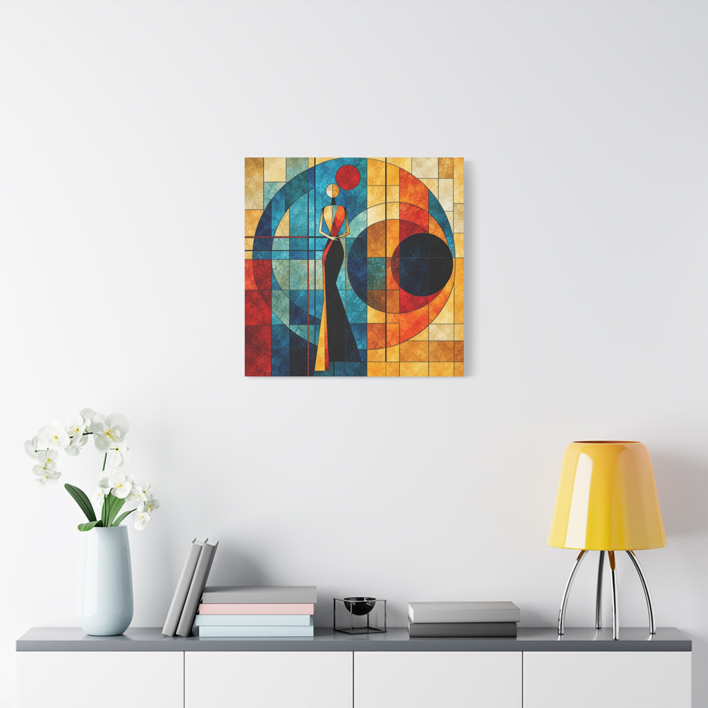 Orbit of Poise — Art Deco Stained Glass Woman Canvas
