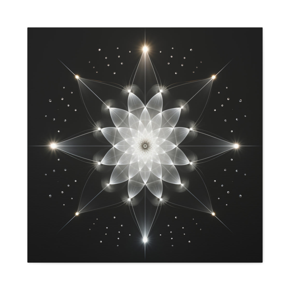 Constellation in Bloom — Monochrome Sacred Geometry Wall Art