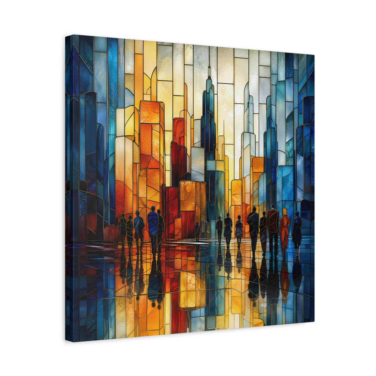 City of Light — Modern Stained Glass Skyline Wall Art