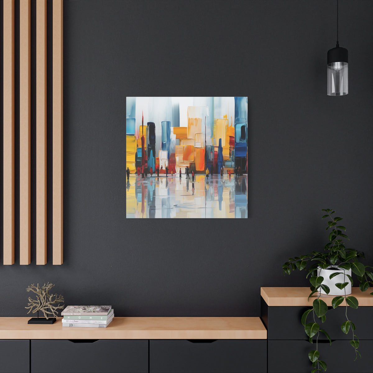 City in Reflection – Abstract Urban Skyline Canvas Print