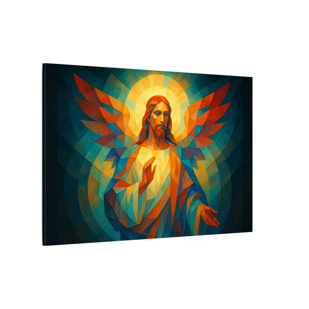 Radiant Mercy – Geometric Jesus Portrait Canvas Print