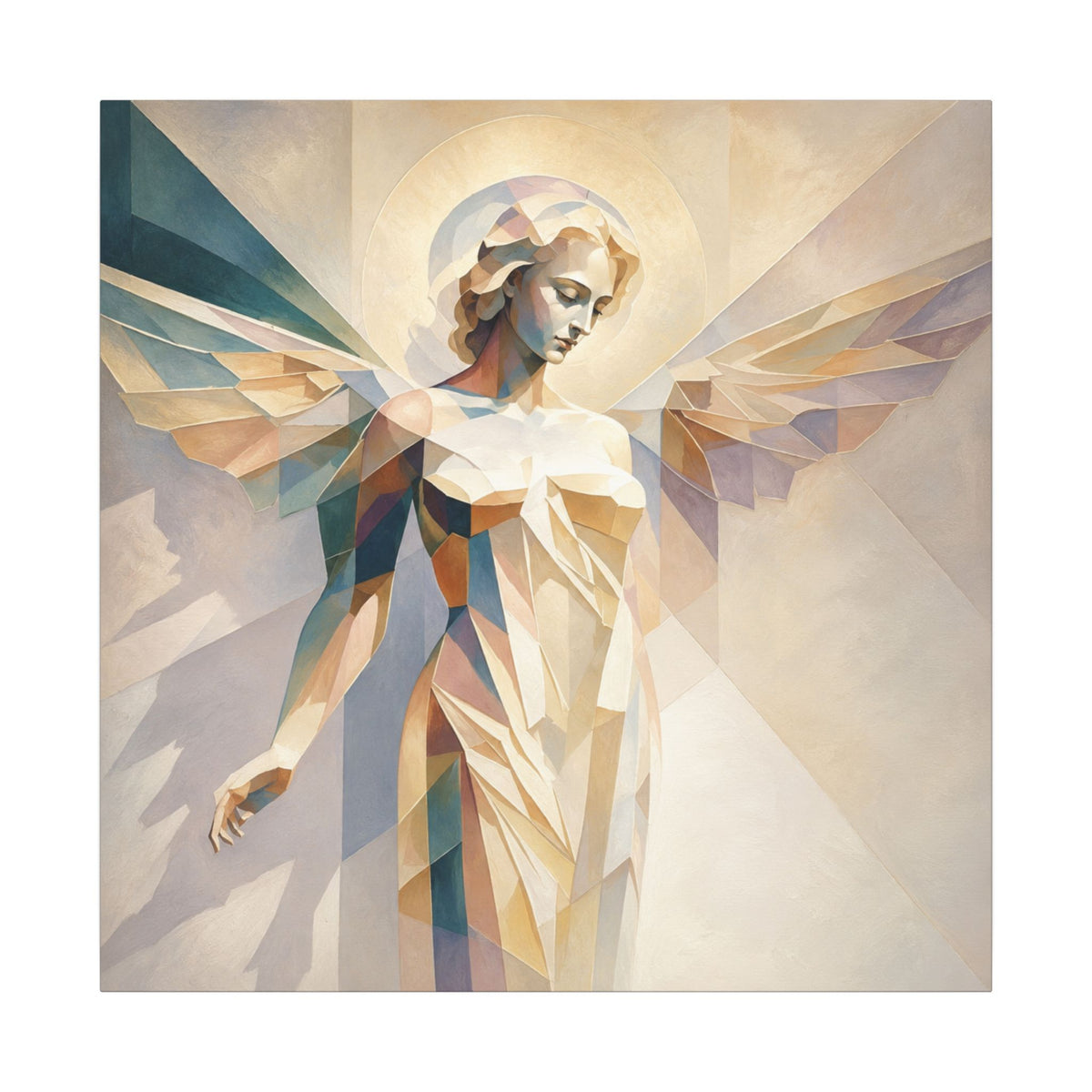 Radiant Stillness – Geometric Angel Canvas Print