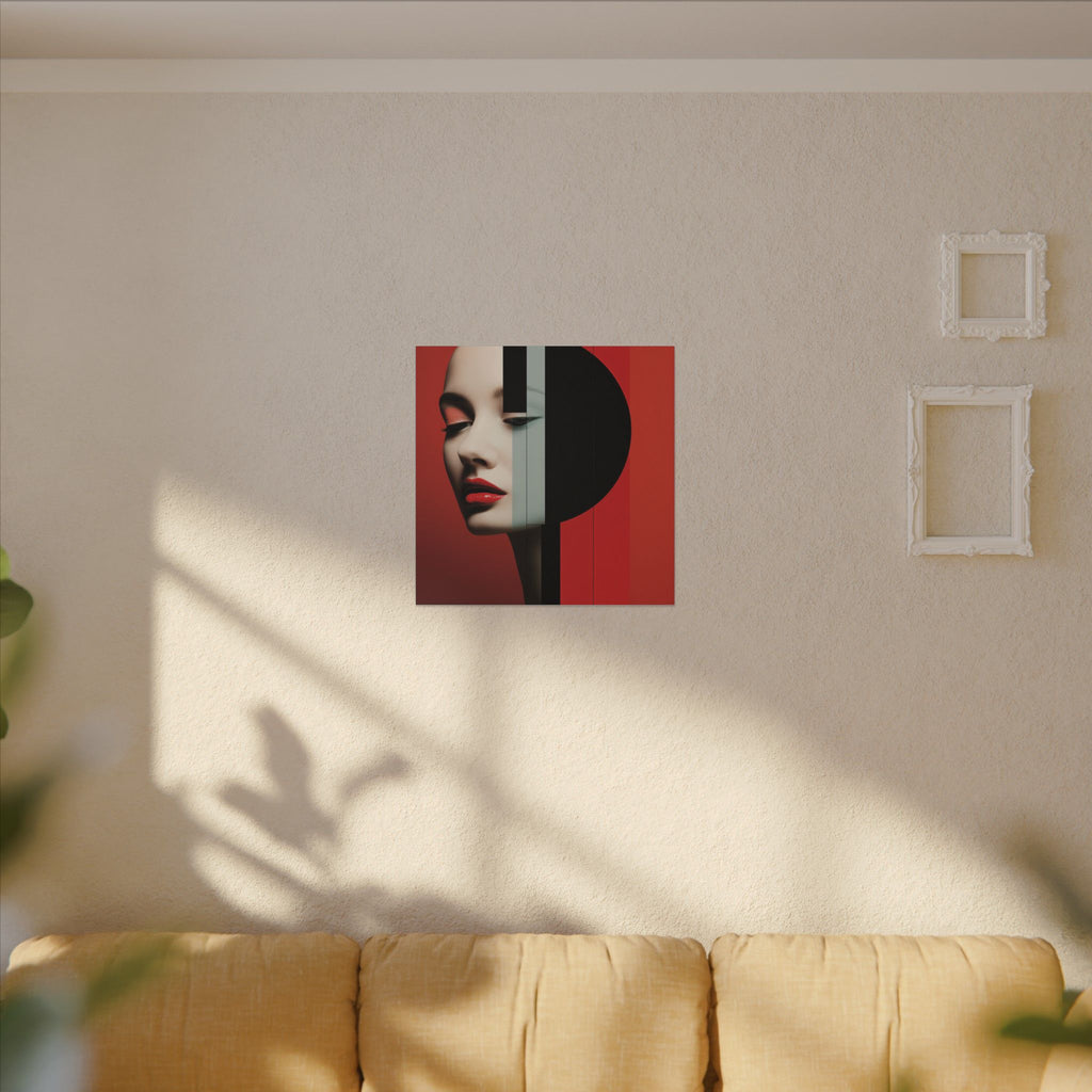 Red Eclipse – Modern Geometric Fashion Portrait Canvas Print