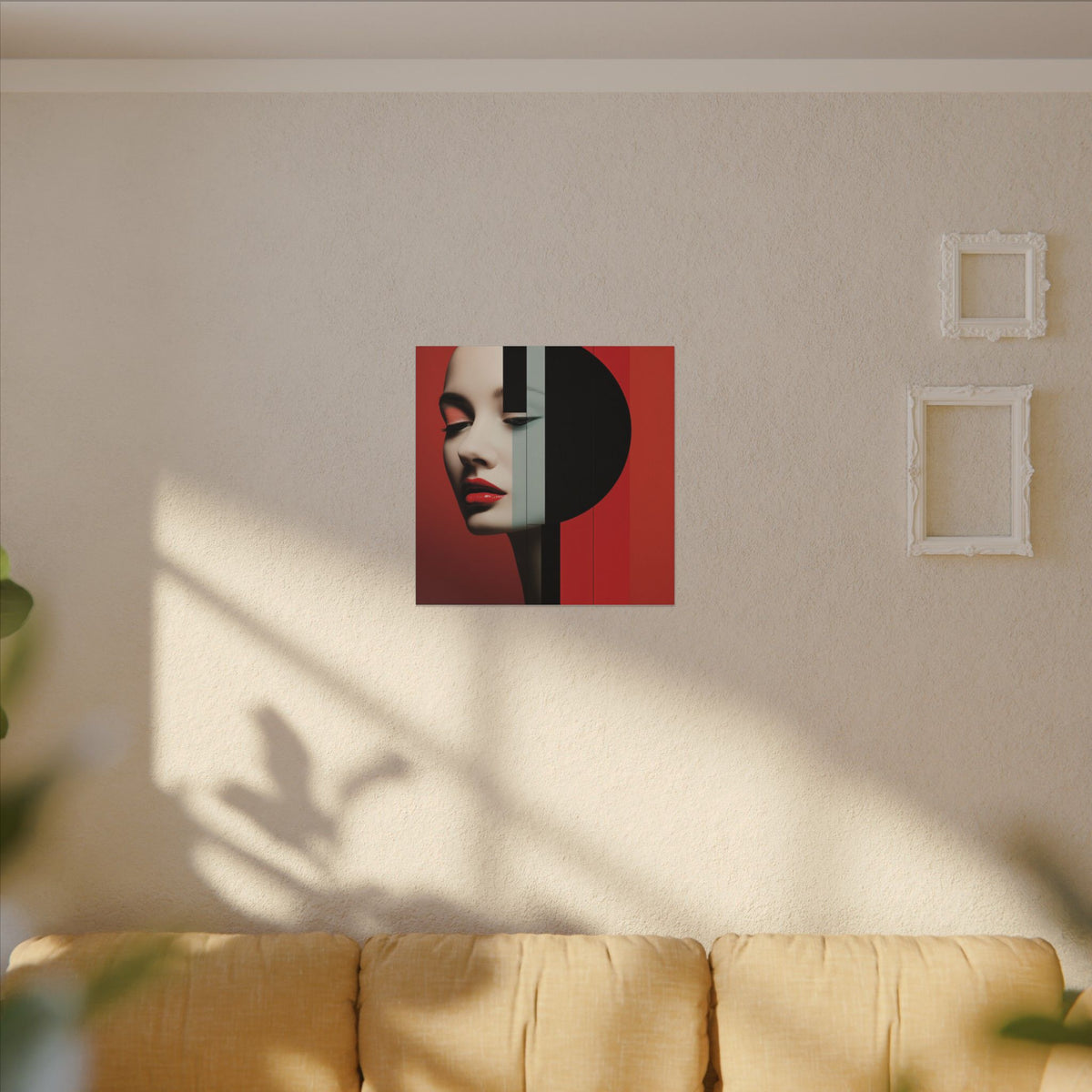 Red Eclipse – Modern Geometric Fashion Portrait Canvas Print