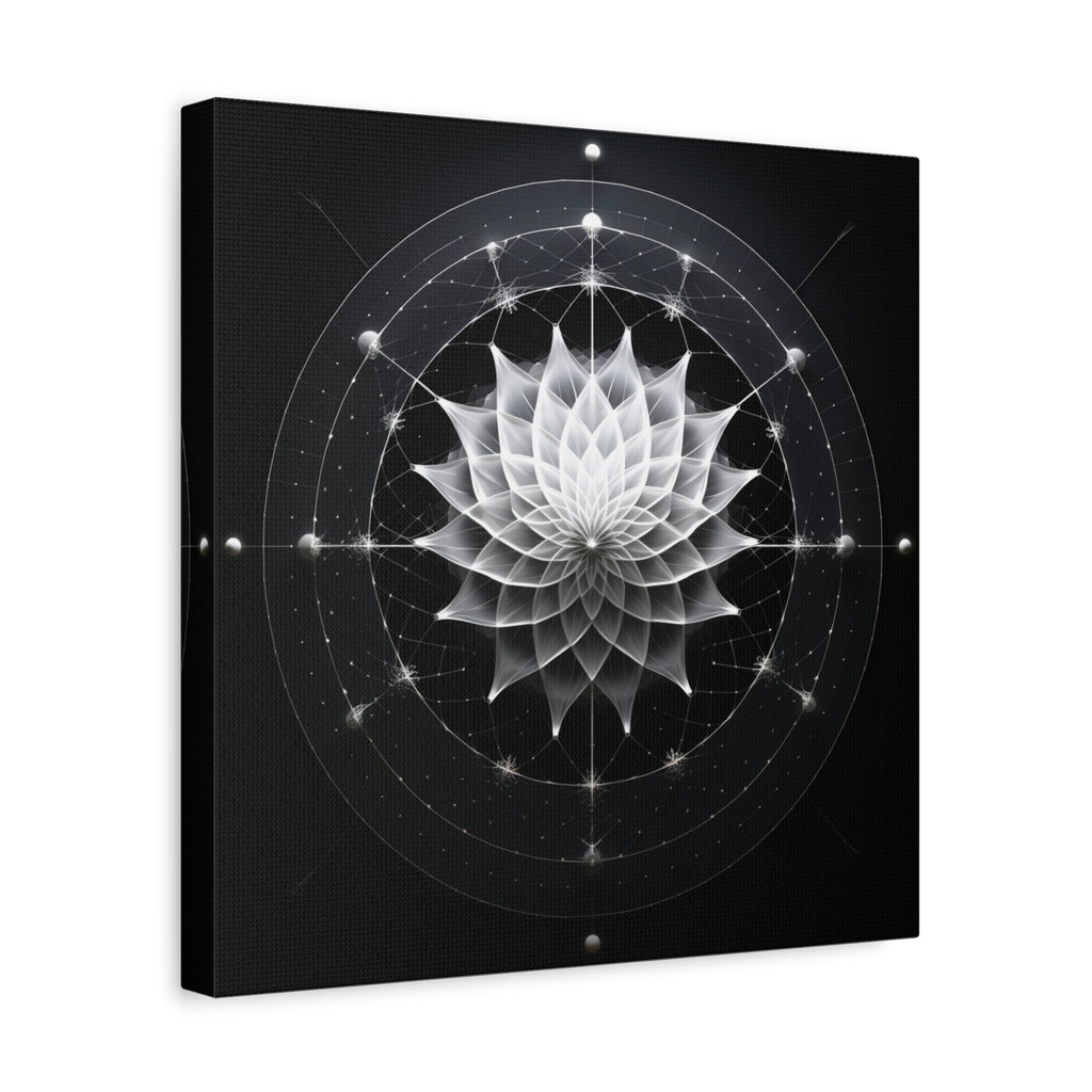 Orbit of Stillness — Monochrome Sacred Geometry Lotus Wall Art