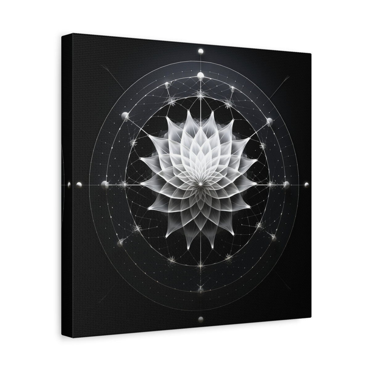 Orbit of Stillness — Monochrome Sacred Geometry Lotus Wall Art