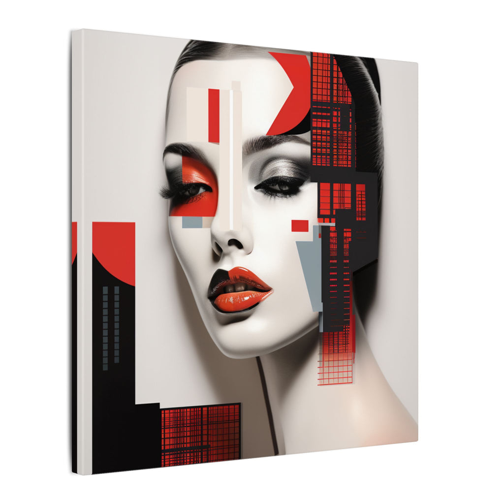 Red Syntax – Geometric Fashion Portrait Canvas Print