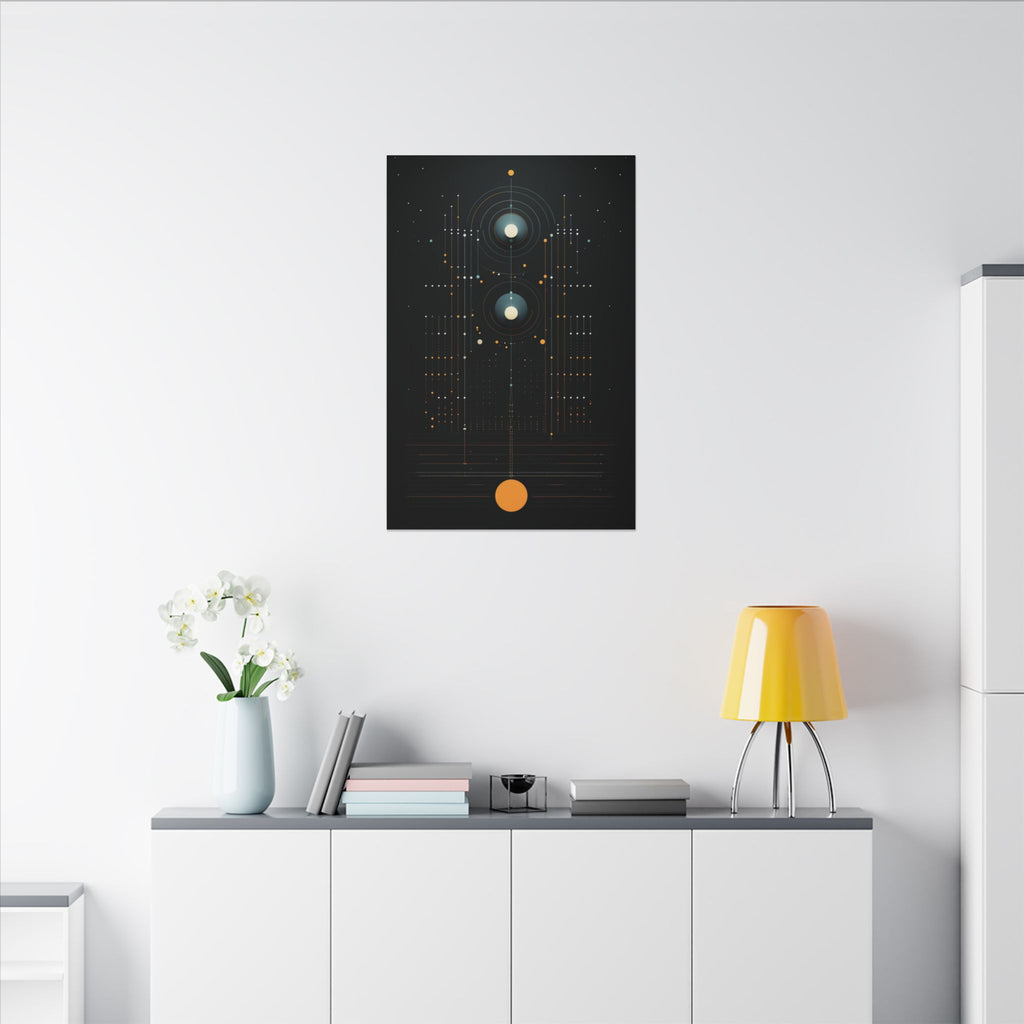 Signal From the Infinite – Black Gold Celestial Geometric Canvas Print
