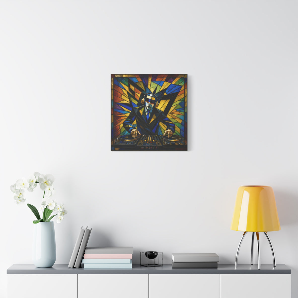 Frequency State – Abstract Stained Glass DJ Pop Art Canvas Print