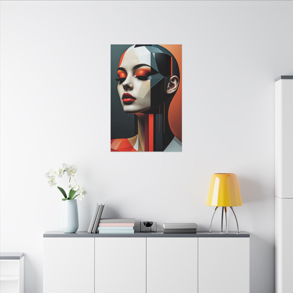 Quiet Voltage – Futurist Geometric Female Portrait Canvas Print