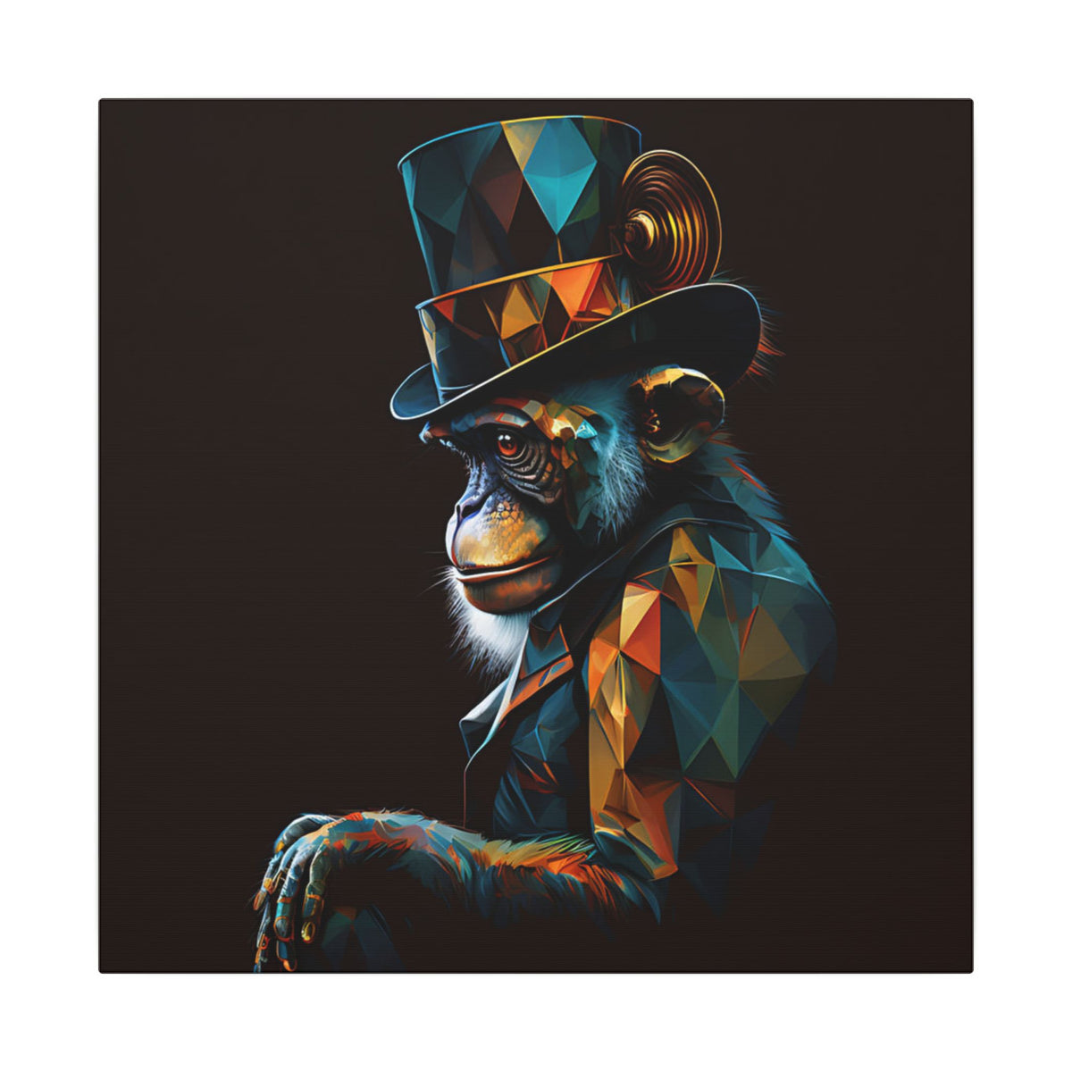The Unusual Gentleman – Geometric Chimp Portrait Canvas Print