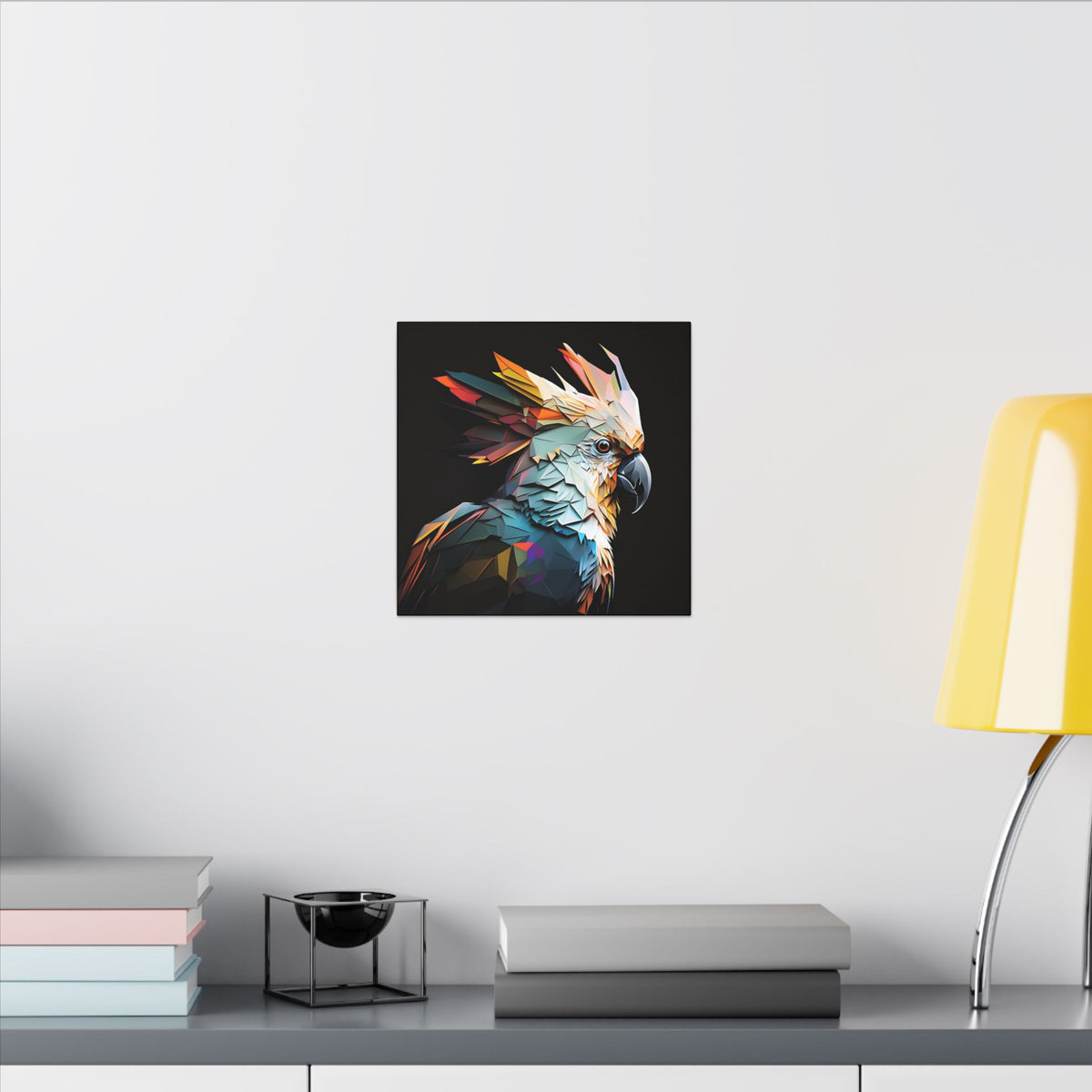 Crowned Instinct – Geometric Cockatoo Portrait Canvas Print