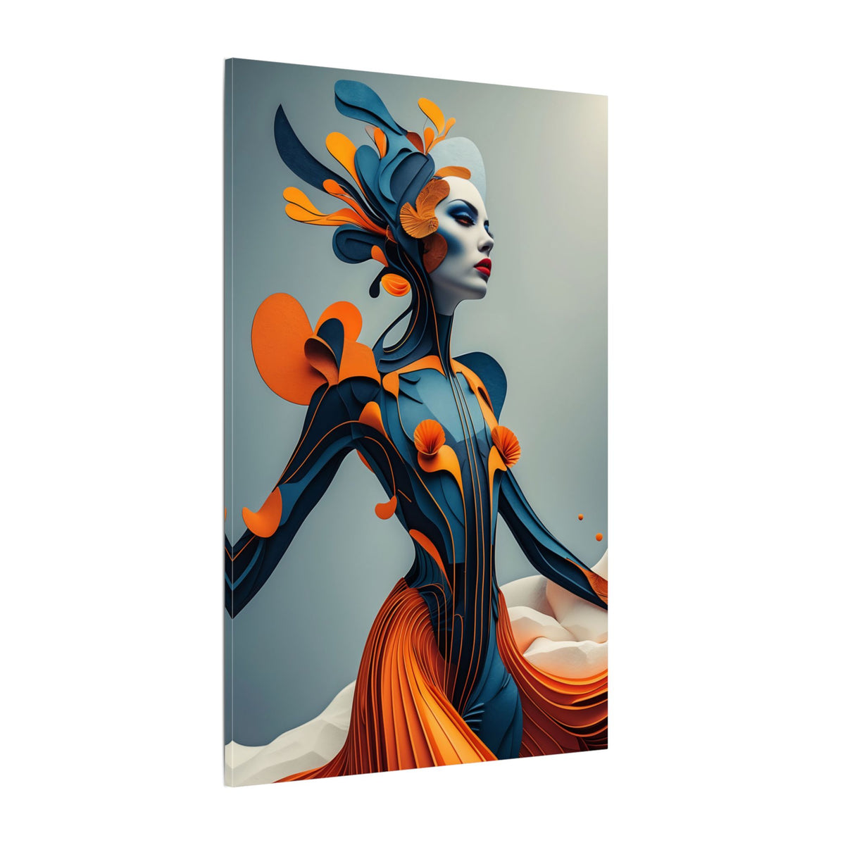 Dressed for Another World – Futuristic Fashion Portrait Canvas Print